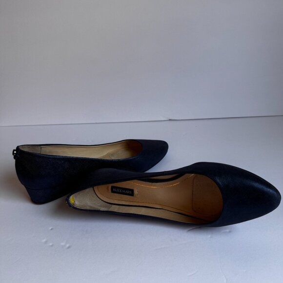Womens Alex Marie Blue Leather Wedge Shoes Size 7M - Picture 1 of 14